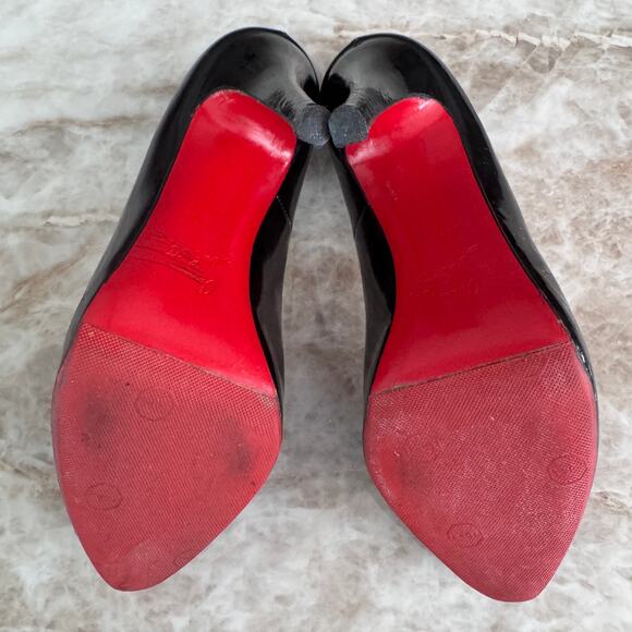 Authentic Christian Louboutin Black Patent Leather High Heeled Pumps size 37 - Picture 11 of 13